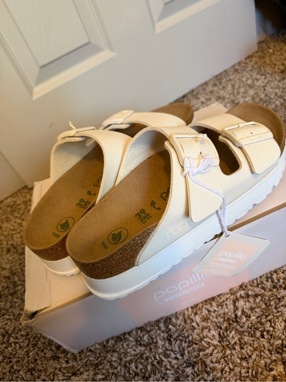 Papillio Women’s Cream Double-Strap Cork Slide Sandals